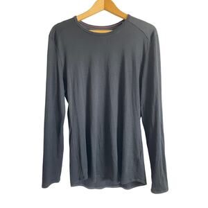 Seg'ments black 100% merino wool long sleeve t-shirt lightweight black Large
